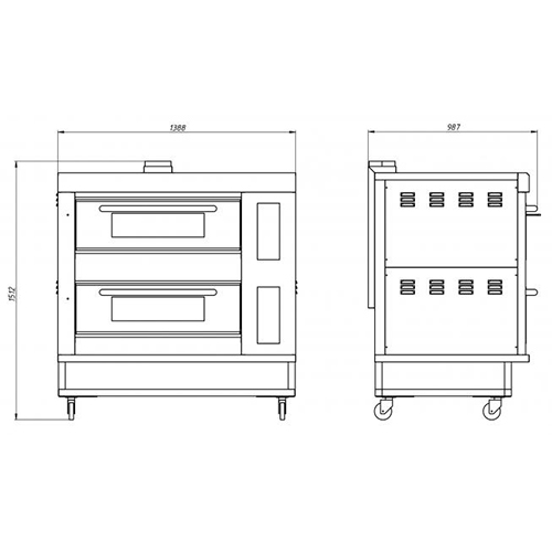 Шкаф пекарский подовый газовый Grill Master ШЖГ/2 (+400°C) (4 противня, с пароувлажнением)