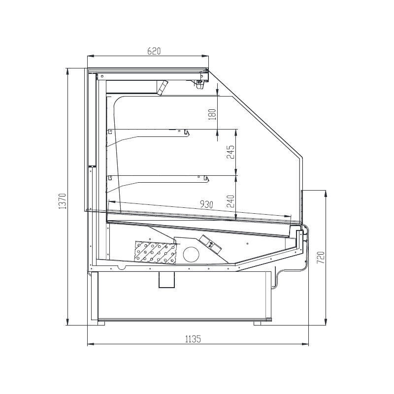 Витрина холодильная Brandford AURORA SQ 250 TOP LIGHT вертикальная