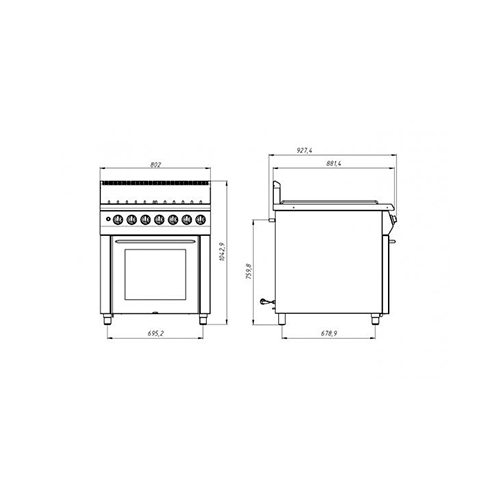 Плита Grill Master 4-х горелочная газовая Ф4ПДГ/900 (газовая духовка)